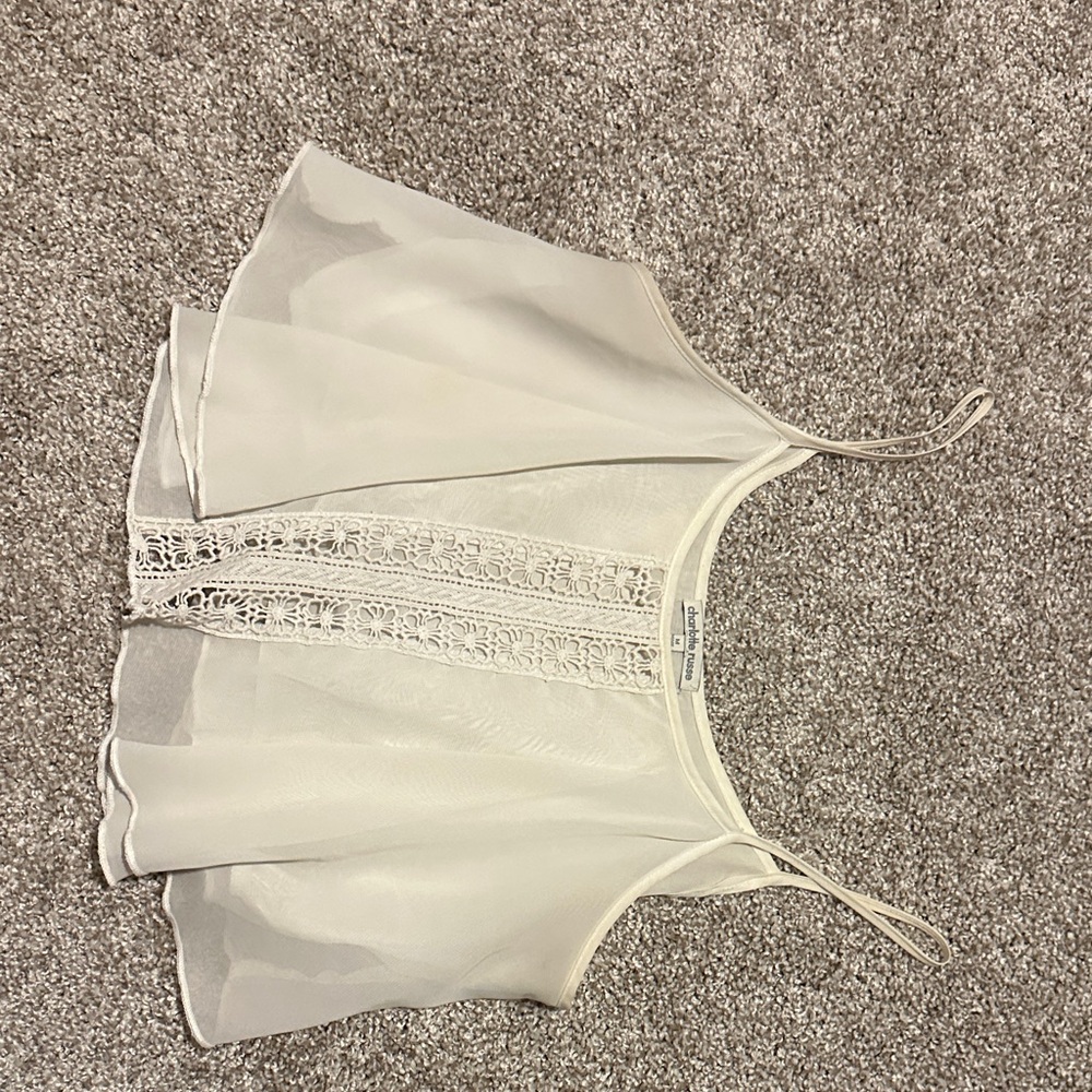 Charlotte Russe Cream Lace Detail Top